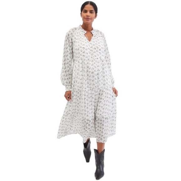 Motherhood Maternity Shadow Long Sleeve Ruffle Tier Maternity Maxi Dress XS NWT - Picture 1 of 13